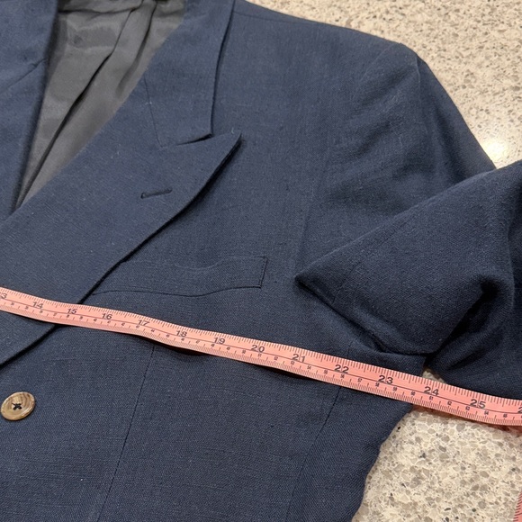 Men’s Linen/Cotton Navy Double-Breasted Blazer 44S - Picture 8 of 13